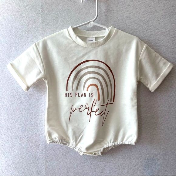 no brand Other - NEW Christian White Baby Onesie 6-12M snap closure and stretchy thigh